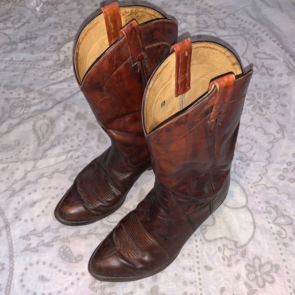 Vintage Tony Lama 5084 Cowboy Western Boots Brown Leather Sz 9 EEE - Picture 2 of 8